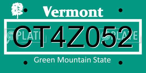 CT4Z052 Vermont License Plate