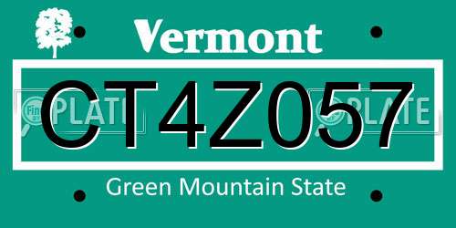 CT4Z057 Vermont License Plate