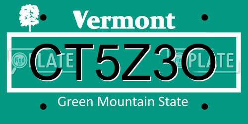 CT5Z3O Vermont License Plate