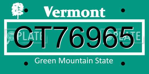 CT76965 Vermont License Plate