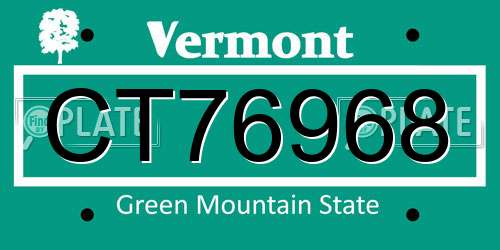 CT76968 Vermont License Plate