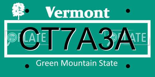 CT7A3A Vermont License Plate