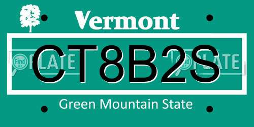 CT8B2S Vermont License Plate