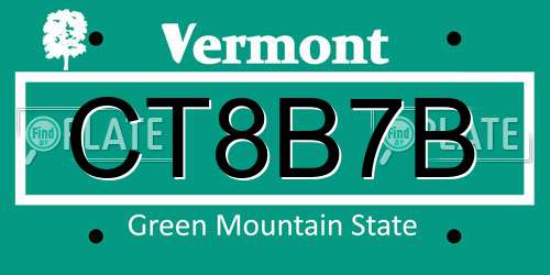 CT8B7B Vermont License Plate