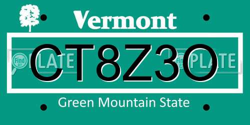 CT8Z3O Vermont License Plate