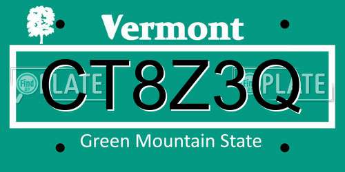 CT8Z3Q Vermont License Plate