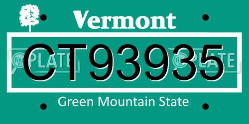 CT93935 Vermont License Plate