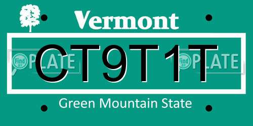 CT9T1T Vermont License Plate