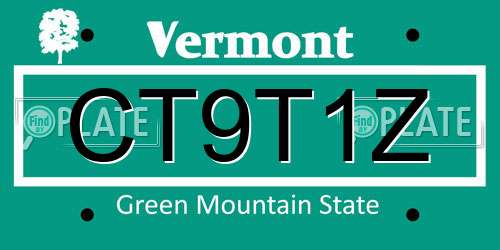 CT9T1Z Vermont License Plate
