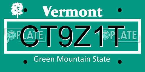 CT9Z1T Vermont License Plate