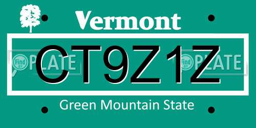 CT9Z1Z Vermont License Plate