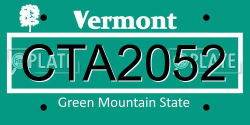 CTA2052 Vermont License Plate