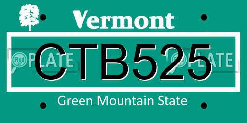 CTB525 Vermont License Plate