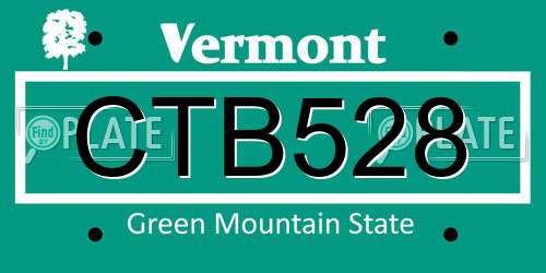 CTB528 Vermont License Plate
