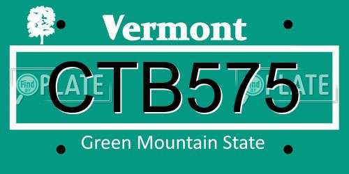 CTB575 Vermont License Plate