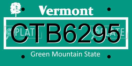CTB6295 Vermont License Plate