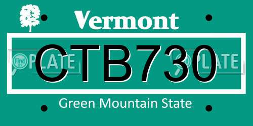 CTB730 Vermont License Plate