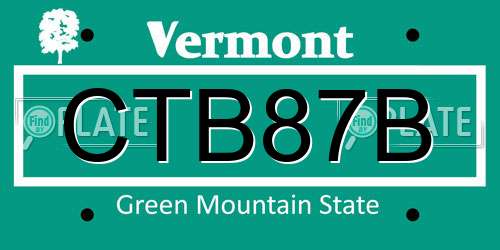 CTB87B Vermont License Plate