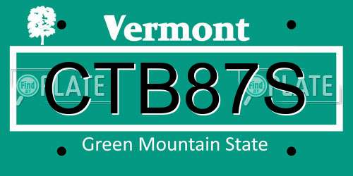 CTB87S Vermont License Plate
