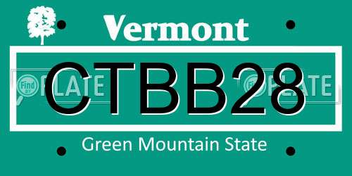 CTBB28 Vermont License Plate