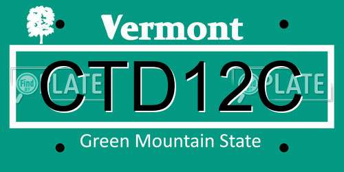 CTD12C Vermont License Plate
