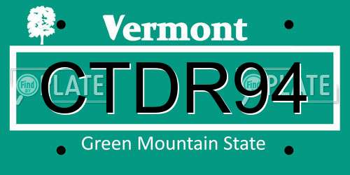 CTDR94 Vermont License Plate