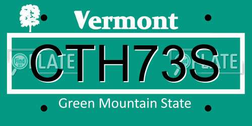 CTH73S Vermont License Plate