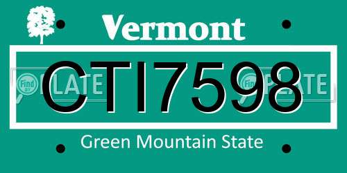 CTI7598 Vermont License Plate