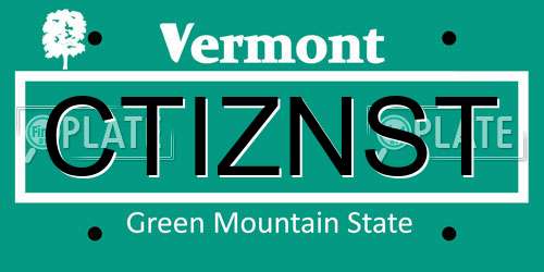 CTIZNST Vermont License Plate