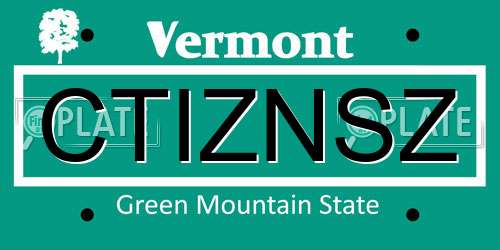 CTIZNSZ Vermont License Plate