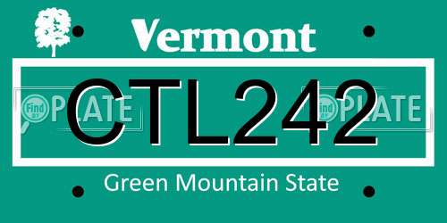 CTL242 Vermont License Plate
