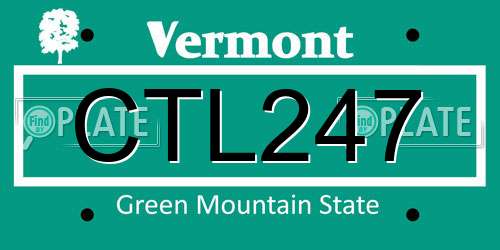 CTL247 Vermont License Plate