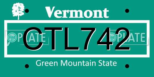 CTL742 Vermont License Plate