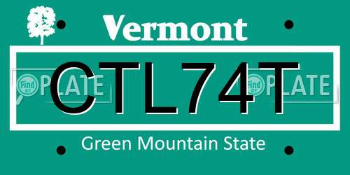CTL74T Vermont License Plate