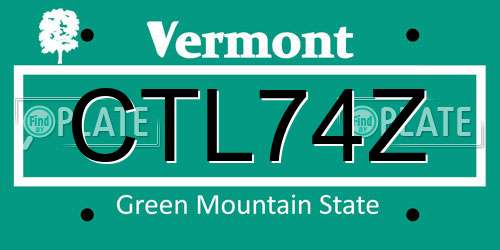 CTL74Z Vermont License Plate