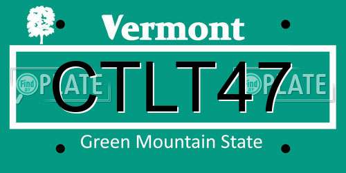 CTLT47 Vermont License Plate