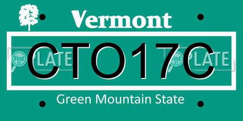 CTO17C Vermont License Plate
