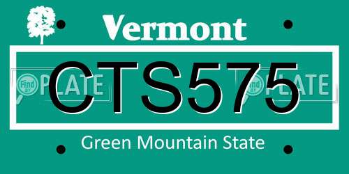 CTS575 Vermont License Plate