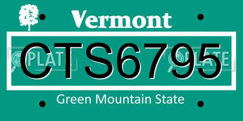 CTS6795 Vermont License Plate