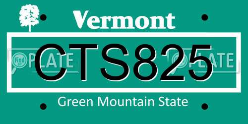 CTS825 Vermont License Plate