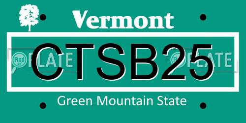 CTSB25 Vermont License Plate