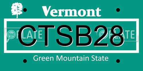 CTSB28 Vermont License Plate