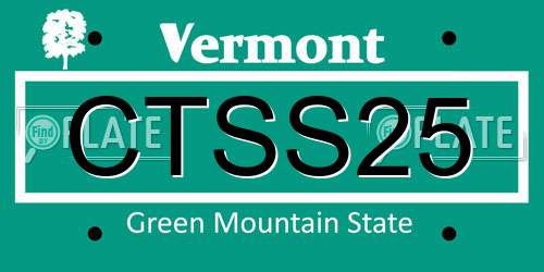 CTSS25 Vermont License Plate