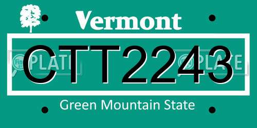CTT2243 Vermont License Plate