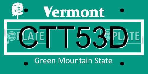 CTT53D Vermont License Plate