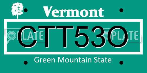 CTT53O Vermont License Plate