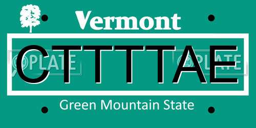 CTTTTAE Vermont License Plate