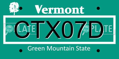 CTX07D Vermont License Plate