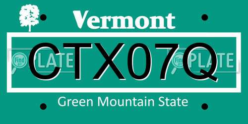 CTX07Q Vermont License Plate