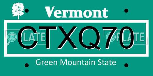 CTXQ70 Vermont License Plate